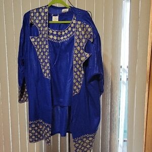 Women's Blue and Gold Skirt Set